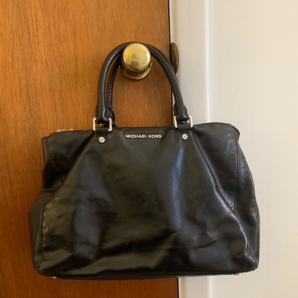 Michael Kors Shiny Black Leather Bag
